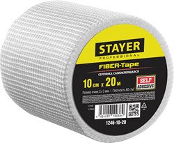 STAYER FIBER-Tape, 10 см х 20 м, 3 х 3 мм, самоклеящаяся серпянка, Professional (1246-10-20) 1246-10-20 - фото 106239