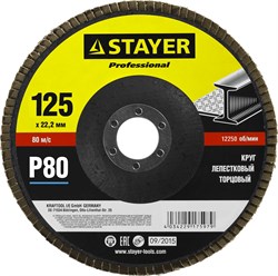 STAYER 125 мм, P80, КЛТ, круг лепестковый торцевой, Professional (36581-125-080) 36581-125-080 - фото 107588