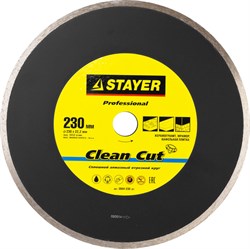 STAYER Clean Cut, 230 мм, (22.2 мм, 5 х 2.4 мм), сплошной алмазный диск, Professional (3664-230) 3664-230_z01 - фото 108054