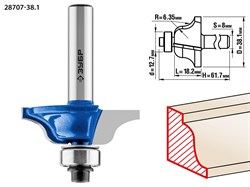 ЗУБР 38.1 x 18 мм, радиус 6.3 мм, фреза кромочная калевочная №6, Профессионал (28707-38.1) 28707-38.1 - фото 109362