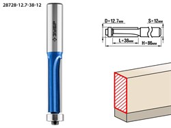 ЗУБР 12.7 x 38 мм, хвостовик 12 мм, фреза кромочная с нижним подшипником (3 лезвия), Профессионал (28728-12.7-38-12) 28728-12.7-38-12 - фото 109392