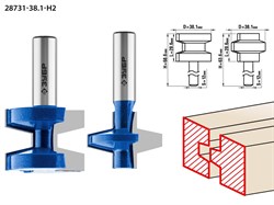 ЗУБР 38.1 x 28.6 мм, хвостовик 12 мм, набор фрез пазо-шиповых, Профессионал (28731-38.1-H2) 28731-38.1-H2 - фото 109400