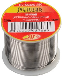 СВЕТОЗАР ПОС 30, 1 мм, 250 г, трубка с флюсом, катушка, припой (SV-55325-250) SV-55325-250 - фото 112770