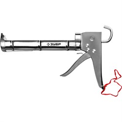 ЗУБР 310 мл, хромированный, полукорпусной пистолет для герметика, Профессионал (06625) 06625 - фото 116253