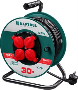 KRAFTOOL P-315, ПВС, 3 x 1.5 мм2, 30 м, 3500 Вт, IP44, силовой удлинитель на катушке (55084-30) 55084-30 - фото 121148