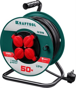 KRAFTOOL P-315, ПВС, 3 x 1.5 мм2, 50 м, 3500 Вт, IP44, силовой удлинитель на катушке (55084-50) 55084-50 - фото 121156