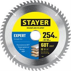 STAYER Expert, 254 x 32/30 мм, 60Т, точный рез, пильный диск по дереву (3682-254-32-60) 3682-254-32-60_z01 - фото 123272