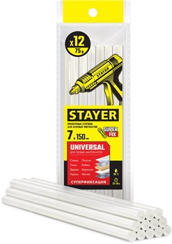 STAYER Universal, 7 х 150 мм, 12 шт, прозрачные, универсальные клеевые стержни Professional (06817-12) 06817-12 - фото 124222