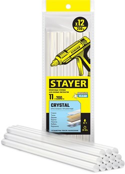 STAYER Cristal, 11 х 200 мм, 12 шт, прозрачные, универсальные клеевые стержни Professional (0682-12) 0682-12 - фото 124226