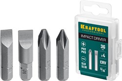 KRAFTOOL 36 мм, 4 шт, набор бит для ударной отвертки (25551) 25551 - фото 124797