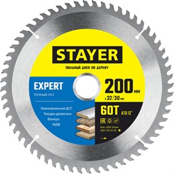 STAYER Expert, 200 x 32/30 мм, 60Т, точный рез, пильный диск по дереву (3682-200-32-60) 3682-200-32-60_z01 - фото 126689