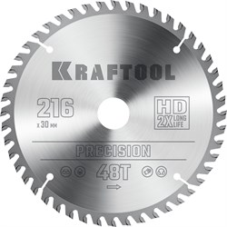 KRAFTOOL Precision, 216 х 30 мм, 48Т, пильный диск по дереву (36952-216-30) 36952-216-30 - фото 129594