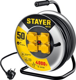 STAYER PRO-325, КГ, 3 х 2.5 мм2, 50 м, 4000 Вт, IP44, силовой удлинитель на стальной катушке (55076-50) 55076-50_z01 - фото 130057