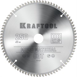 KRAFTOOL Multi Material, 250 х 32 мм, 80Т, пильный диск по алюминию (36953-250-32) 36953-250-32 - фото 130072