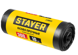 Строительные мусорные мешки STAYER 300л, 10шт, особопрочные, чёрные, HEAVY DUTY 39157-300 - фото 173545