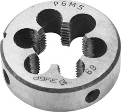 ЗУБР М20 x 1.5 мм, сталь Р6М5, плашка круглая машинно-ручная (4-28023-20-1.5) 4-28023-20-1.5 - фото 177283