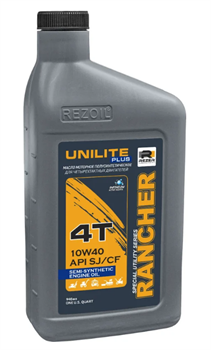 Масло RANCHER UNILITE PLUS 4-Т, полусинтетическое, 10W40, API SJ/CF, 0.946 л  03.008.00052 - фото 219860