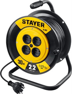 STAYER S-207, ПВС, 2 х 0.75 мм2, 30 м, 2200 Вт, удлинитель на катушке (55073-30) 55073-30_z02 - фото 220579