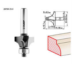 ЗУБР 25.4x13мм, радиус 6.3мм, фреза кромочная калевочная №1 28784-25.4 - фото 35301