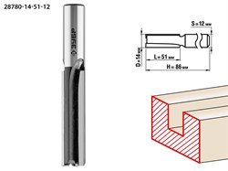 Фреза пазовая прямая D14мм*51мм, хв-12мм ЗУБР 28780-14-51-12 - фото 37842