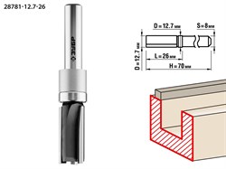Фреза пазовая прямая с верх.подшипником D12,7мм*26мм, хв-8мм ЗУБР 28781-12.7-26 - фото 37848