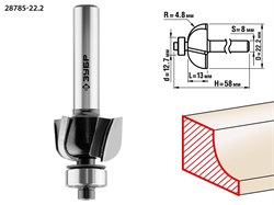 Фреза кромочная калевочная №2,D22,2*13*4,8мм, хв-8мм ЗУБР 28785-22.2 - фото 37862