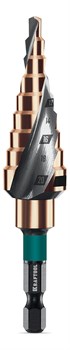 KRAFTOOL COBALT 4-20мм, 9 ступеней, азотирование, винтовая спираль, сверло ступенчатое(29691-4-20-9) 29691-4-20-9 - фото 378654