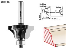 Фреза кромочная калевочная №4,D38,1*19*6,3мм, хв-8мм ЗУБР 28787-38.1 - фото 37868