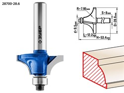 Фреза кромочная калевочная №1,D28,6мм,12,2*7,95,хв-8мм ЗУБР Профессионал 28700-28.6 - фото 37876
