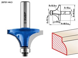 Фреза кромочная калевочная №1,D44,5мм*22*16мм,хв-12мм ЗУБР Профессионал 28701-44.5 - фото 37898
