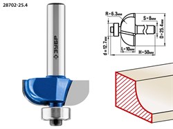 Фреза кромочная калевочная №2,D25,4мм*10*6,3,хв-8мм ЗУБР Профессионал 28702-25.4 - фото 37908