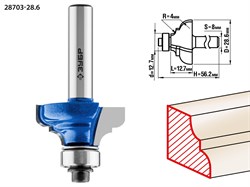 Фреза кромочная калевочная №3,D28,6мм*12,7*4,хв-8мм ЗУБР Профессионал 28703-28.6 - фото 37916