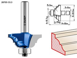 Фреза кромочная калевочная №4,D33,3мм*13*12,7,хв-8мм ЗУБР Профессионал 28705-33.3 - фото 37924