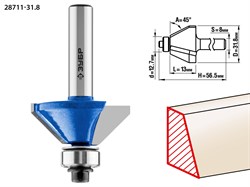 ЗУБР 31,8x13мм, фреза кромочная калевочная(фасочная) №9 28711-31.8 - фото 37940