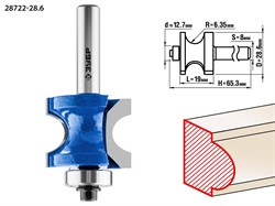 ЗУБР 28,6x19мм, радиус 6.3мм, фреза полустержневая с подшипником 28722-28.6 - фото 37960