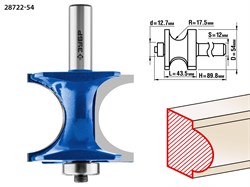 ЗУБР 54x51мм, радиус 12.7мм, фреза полустержневая с подшипником 28722-54 - фото 37966