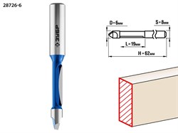 ЗУБР 6 x 19мм, хвостовик 8мм, фреза кромочная прямая со сверлом 28726-6 - фото 37984