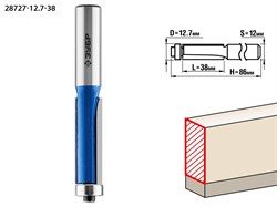 ЗУБР 12.7x38мм, хвостовик 12мм, фреза кромочная с нижним подшипником 28727-12.7-38 - фото 37990