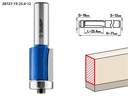 ЗУБР 19x25.4мм, хвостовик 12мм, фреза кромочная с нижним подшипником 28727-19-25.4-12 - фото 37996