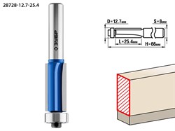 ЗУБР 12.7x25.4мм, хвостовик 8мм, фреза кромочная с нижним подшипником (3 лезвия) 28728-12.7-25.4 - фото 38006