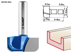 ЗУБР 28,6x13мм, радиус 5мм, фреза пазовая фасонная №7 28746-28.6 - фото 38034