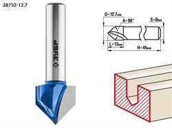 ЗУБР 12.7x13мм, угол 90°мм, фреза пазовая галтельная V-образная 28752-12.7 - фото 38066