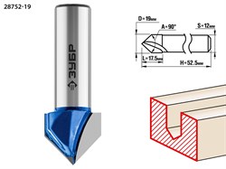 Фреза пазовая галтельная  D19мм*17,5мм, хв-12мм ЗУБР Профессионал 28752-19 - фото 38070