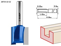 ЗУБР 22x22мм, хвостовик 8мм, фреза пазовая прямая 28753-22-22 - фото 38094