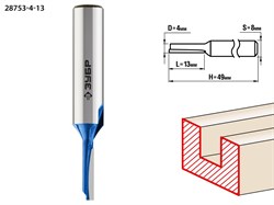 Фреза пазовая прямая D=4мм,13мм,хв-8мм ,ЗУБР 28753-4-13 - фото 38100