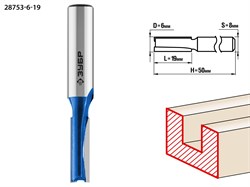 Фреза пазовая прямая D=6мм,19мм,хв-8мм ,ЗУБР 28753-6-19 - фото 38104