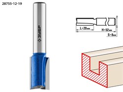 ЗУБР 12x19мм, хвостовик 8мм, фреза пазовая прямая с нижними подрезателями 28755-12-19 - фото 38116