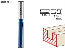 ЗУБР 12x51мм, хвостовик 12мм, фреза пазовая прямая с нижними подрезателями 28755-12-51 - фото 38118
