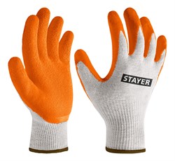 STAYER ULTRA, L-XL, х/б перчатки с рельефным латексным покрытием, противоскользящие, 13 класс (11403-XL) 11403-XL - фото 381515