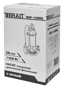 Насос дренажный погружной NDF-1300G  (90л/м; 1300Вт; макс.напор 26м; для грязной воды,сетка) 45шт/54шт/подд 23 01 135 056 - фото 393490